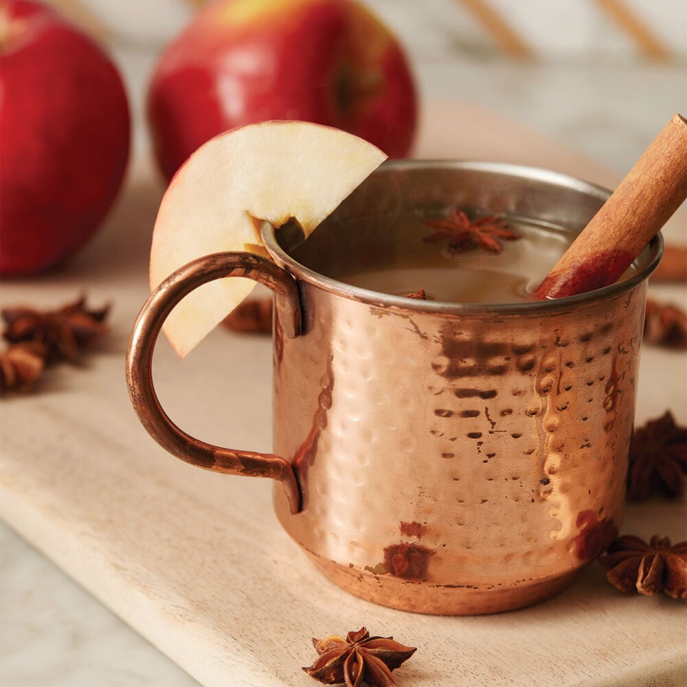 Thymes Simmered Cider Copper Cup Candle with Apples and Cinnamon Stick image number 2